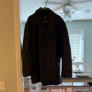 GAP Men's Dark Leather Peacoat